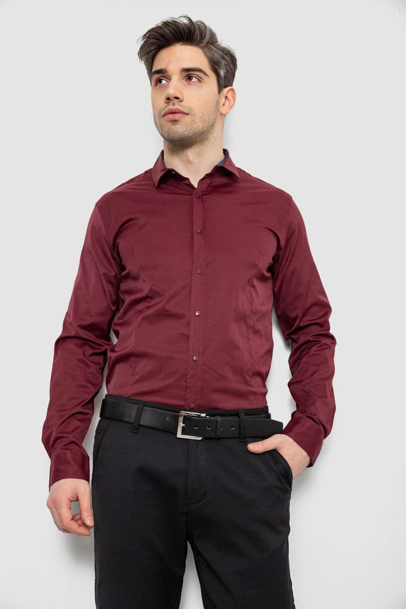 Сорочка чоловіча однотонна, колір бордовий, 186R6917 - зображення 1
