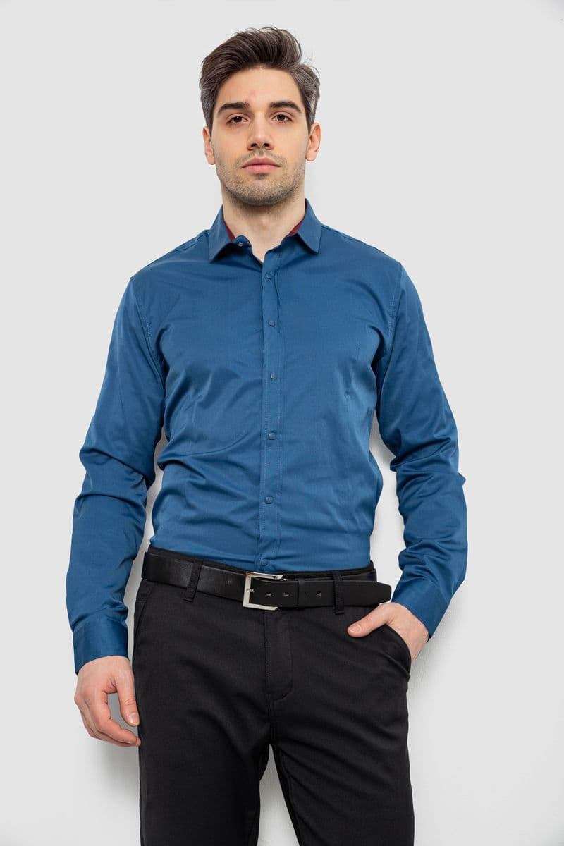 Сорочка чоловіча однотонна, колір синій, 186R6917 - зображення 1