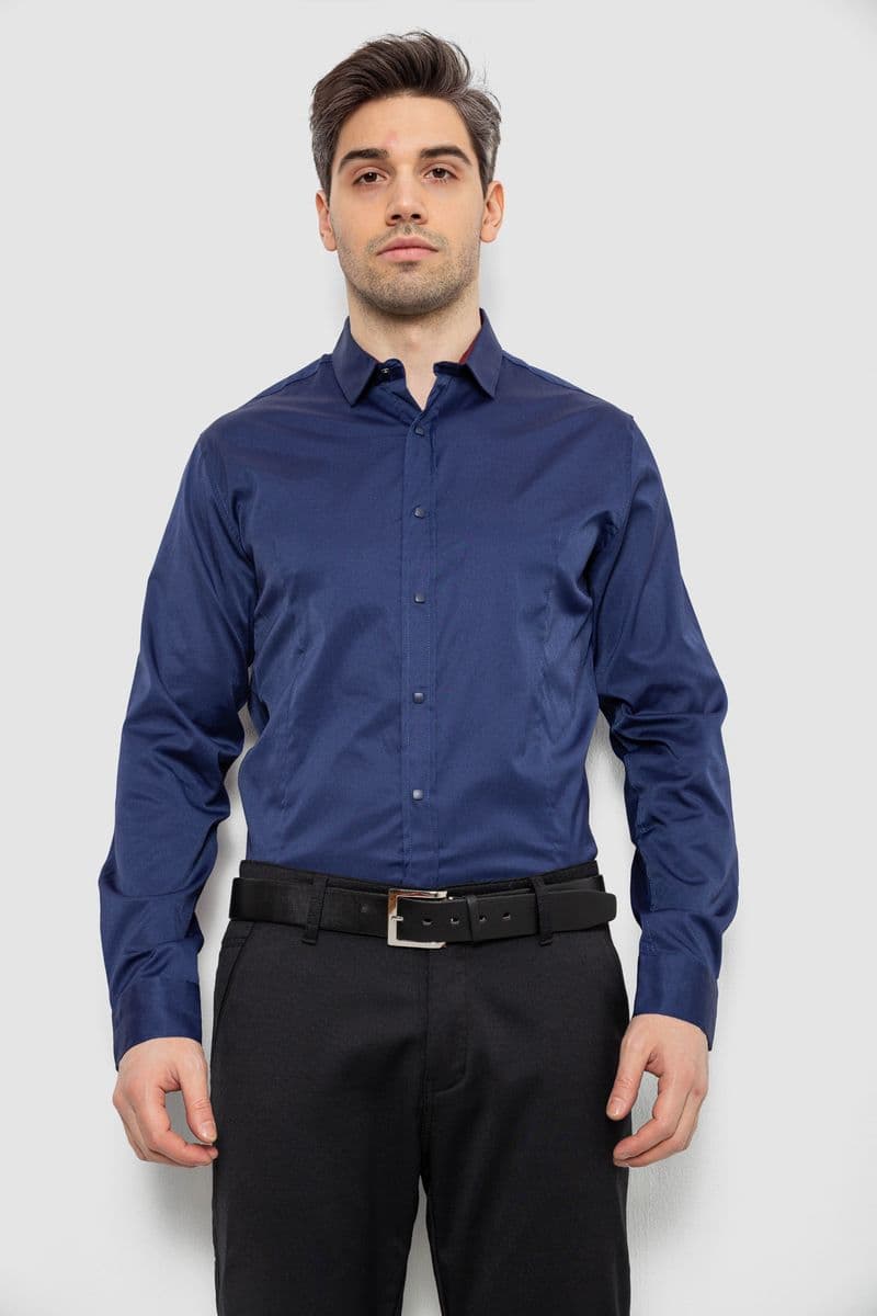 Сорочка чоловіча однотонна, колір темно-синій, 186R6917 - зображення 1