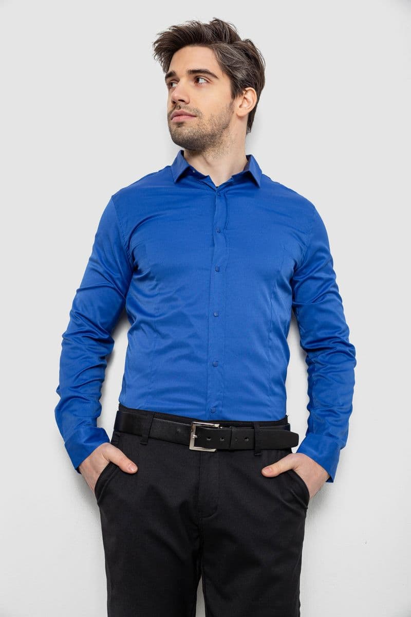 Сорочка чоловіча однотонна, колір електрик, 186R6917 - зображення 1