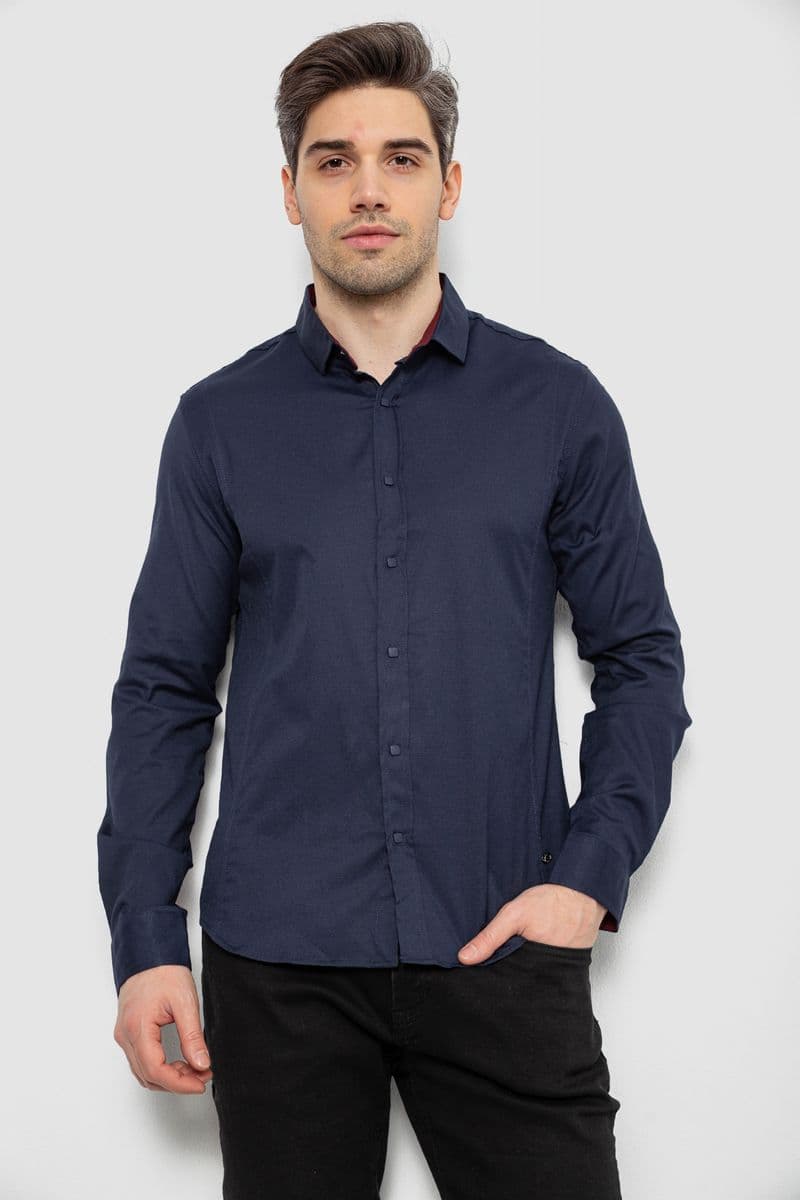 Сорочка чоловіча однотонна, колір синій, 186R6917-1 - зображення 1