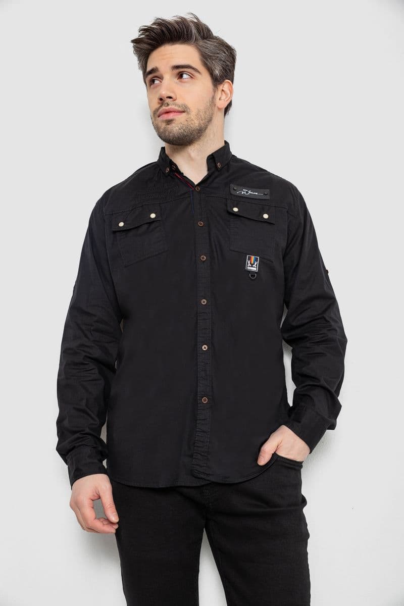 Сорочка чоловіча, колір чорний, 186R01-1 - зображення 1