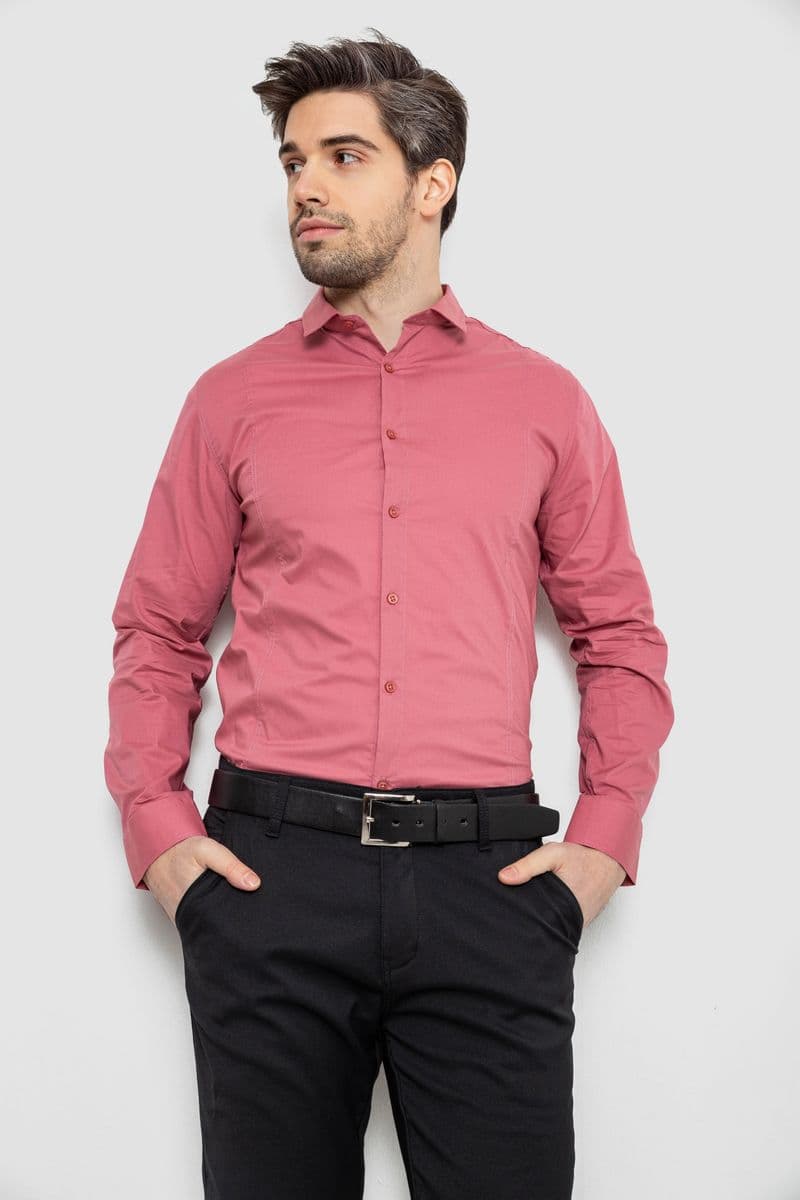 Сорочка чоловіча однотонна, колір пудровий, 186R2013 - зображення 1