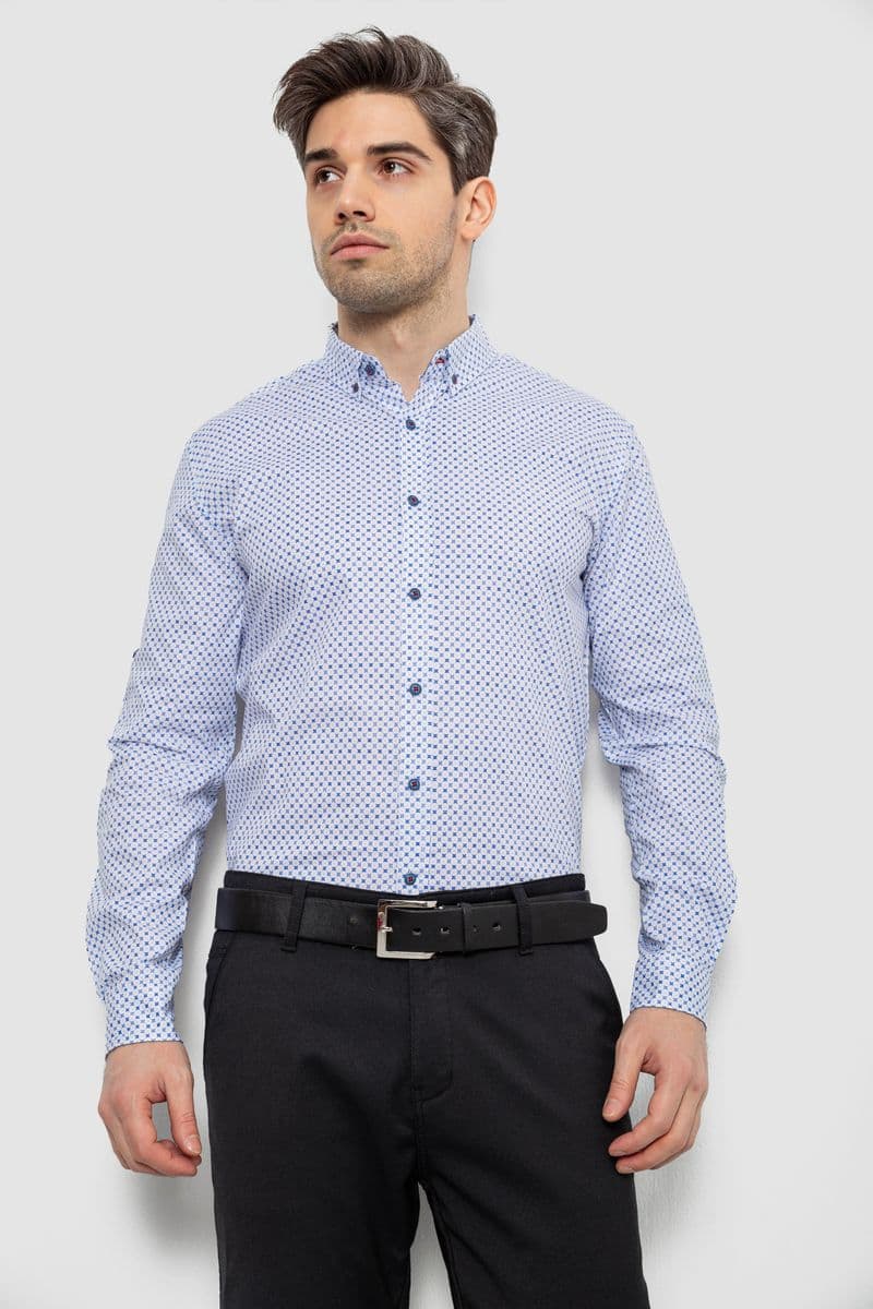 Чоловіча сорочка з принтом, колір білий, 186R7070 - зображення 1