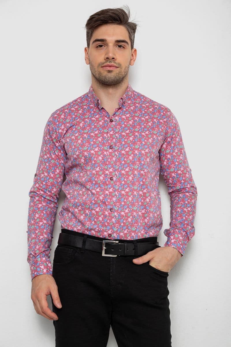 Сорочка чоловіча з довгим рукавом, колір пудровий, 214R2699-1 - зображення 1