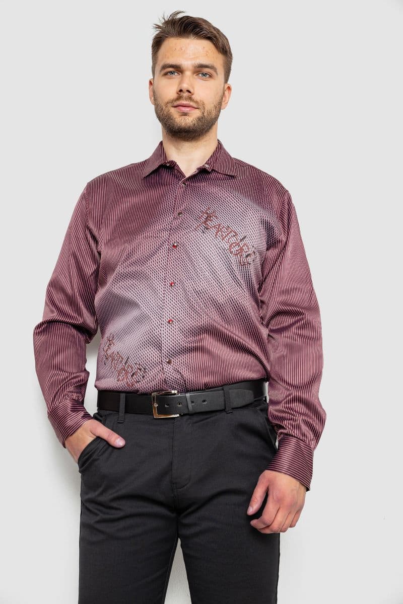Сорочка чоловіча з принтом, колір бордовий, 214R5829 - зображення 1