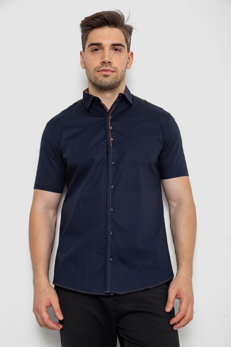 Сорочка чоловіча однотонна, колір темно-синій, 214R7543-1 - зображення 1