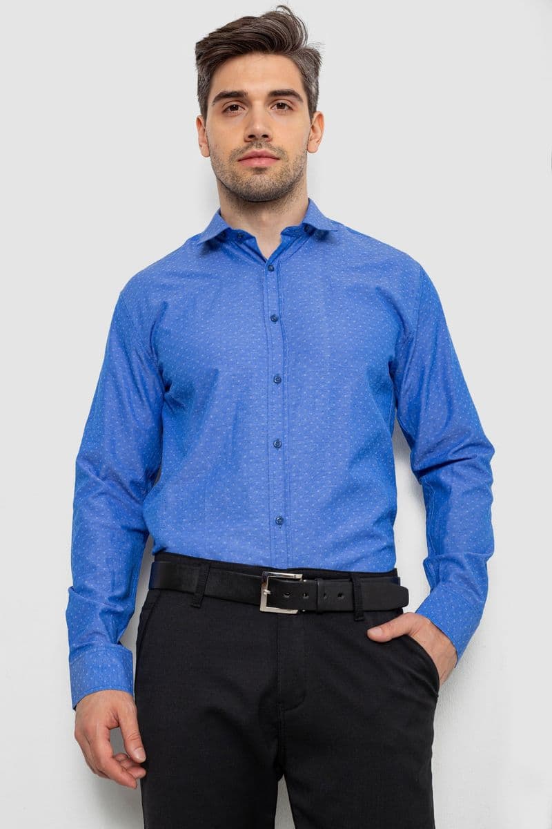 Сорочка чоловіча з довгим рукавом, колір електрик, 214R838 - зображення 1