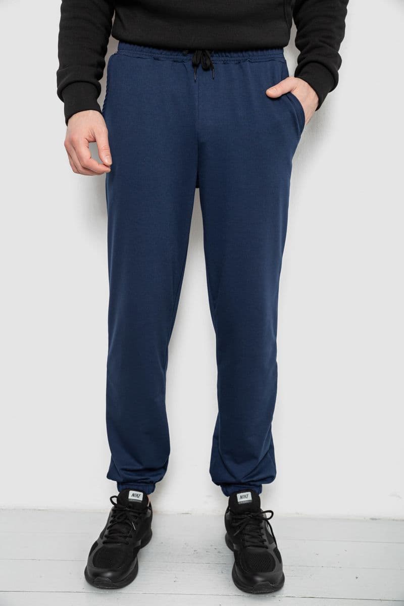 Спортивні штани чоловічі двонитка, колір темно-синій, 241R8003 - зображення 1