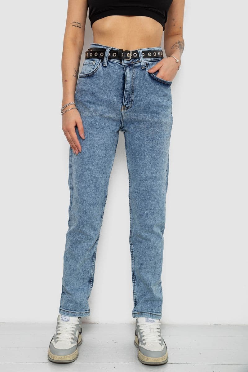 Джинси жіночі MOM стрейч, колір синій, 244R00549 - зображення 1