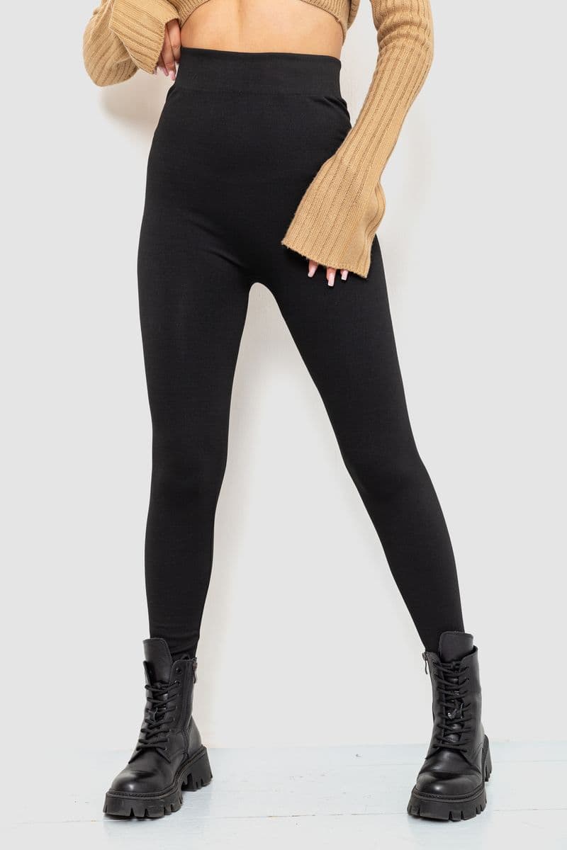 Лосіни на хутрі безшовні, колір чорний, 139R902 - зображення 1