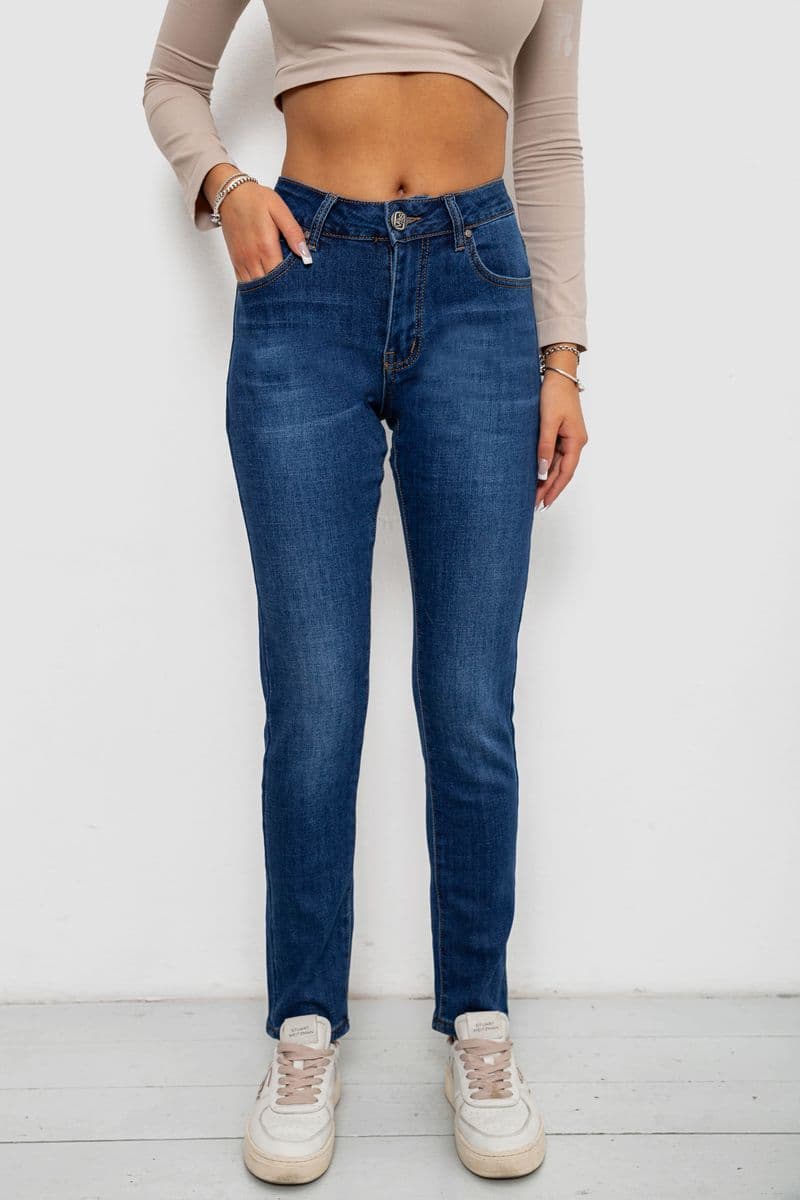 Джинси жіночі на флісі, колір синій, 244RVE952 - зображення 1