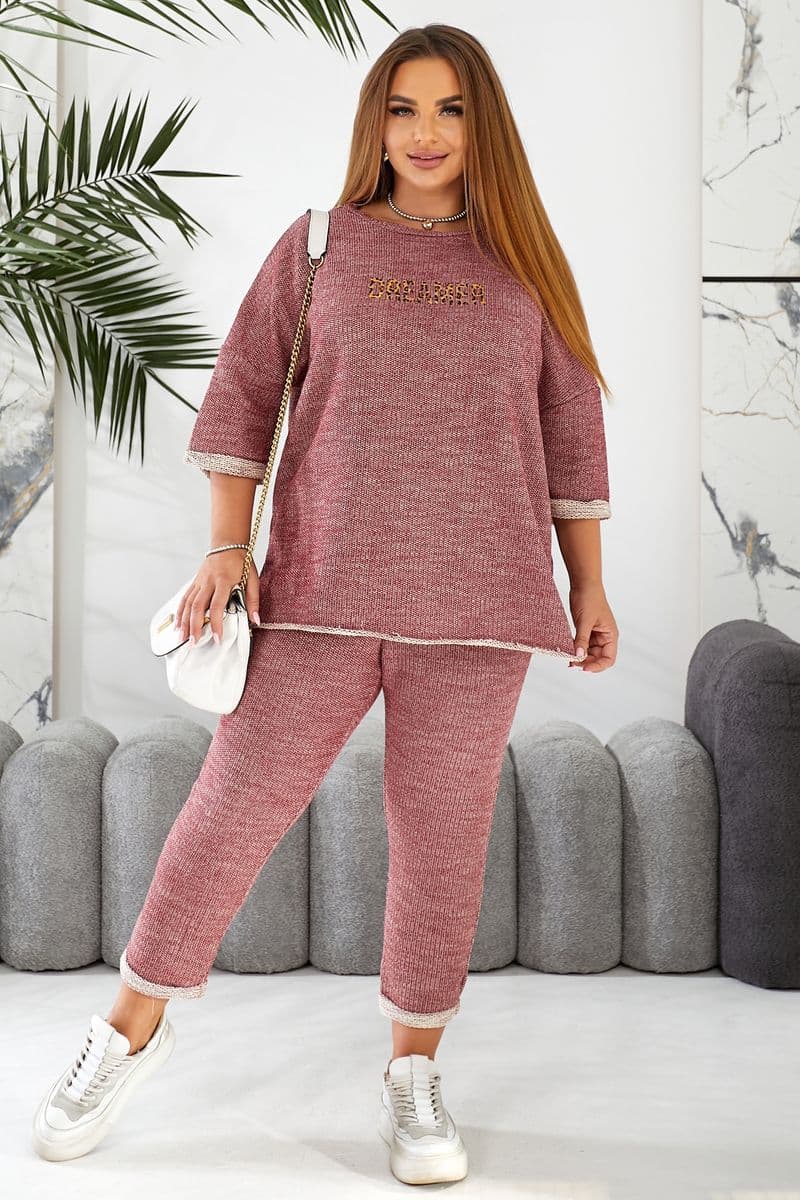 Костюм жіночий домашній, колір бордовий, 257R44 - зображення 1