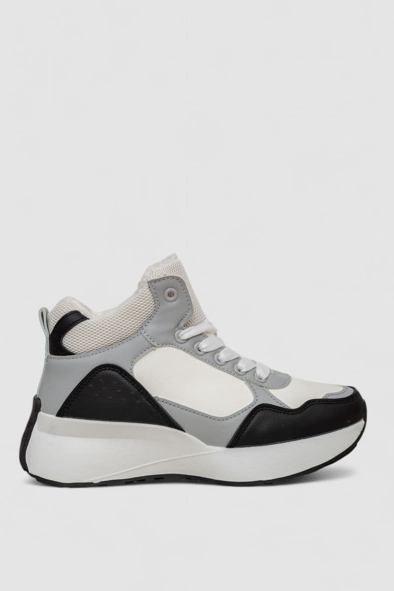 Кросівки жіночі зимові на хутрі, колір чорно-білий, 248RXM21 - зображення 1