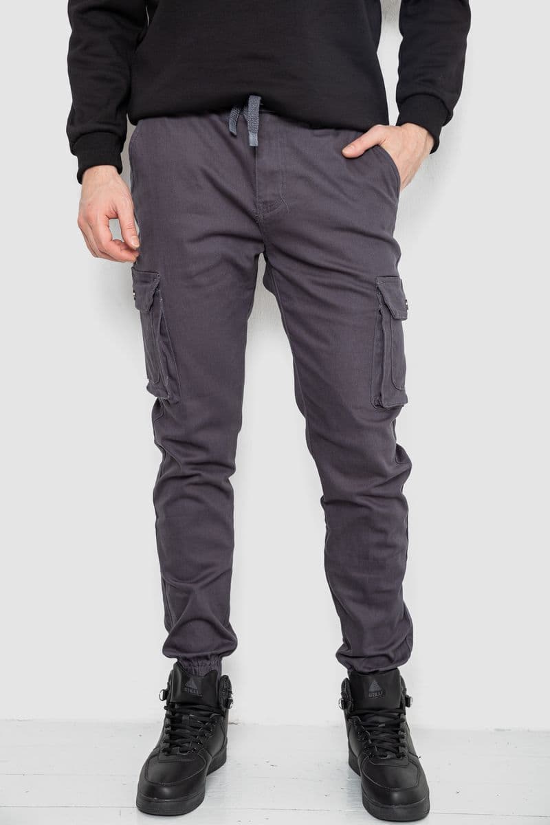 Штани чоловічі з кишенями, колір темно-сірий, 243R8075 - зображення 1