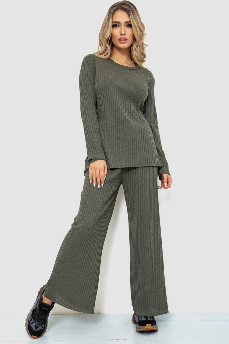 Костюм жіночий в рубчик повсякденний, колір хакі, 238R57415 - зображення 1