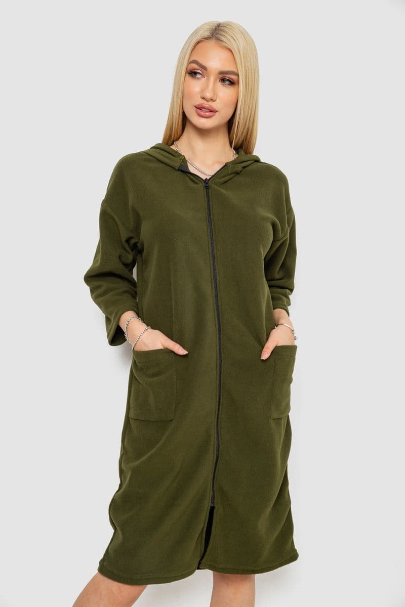 Халат жіночий на блискавці, колір хакі, 238R322 - зображення 1