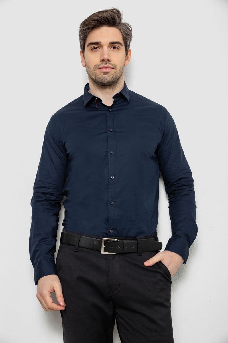 Сорочка чоловіча однотонна, колір синій, 186R2534 - зображення 1