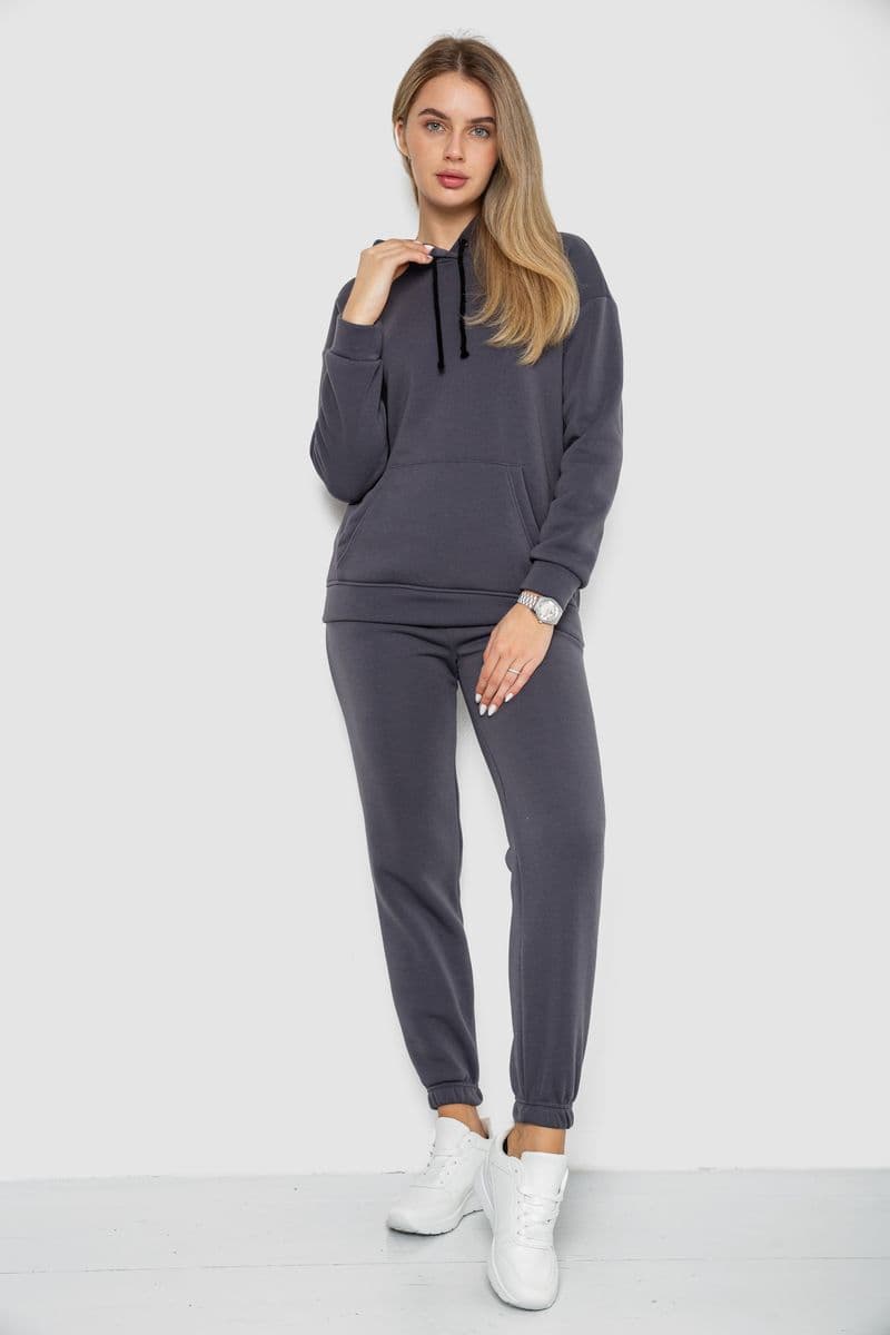 Спорт костюм жіночий на флісі, колір темно-сірий, 241R1530 - зображення 1