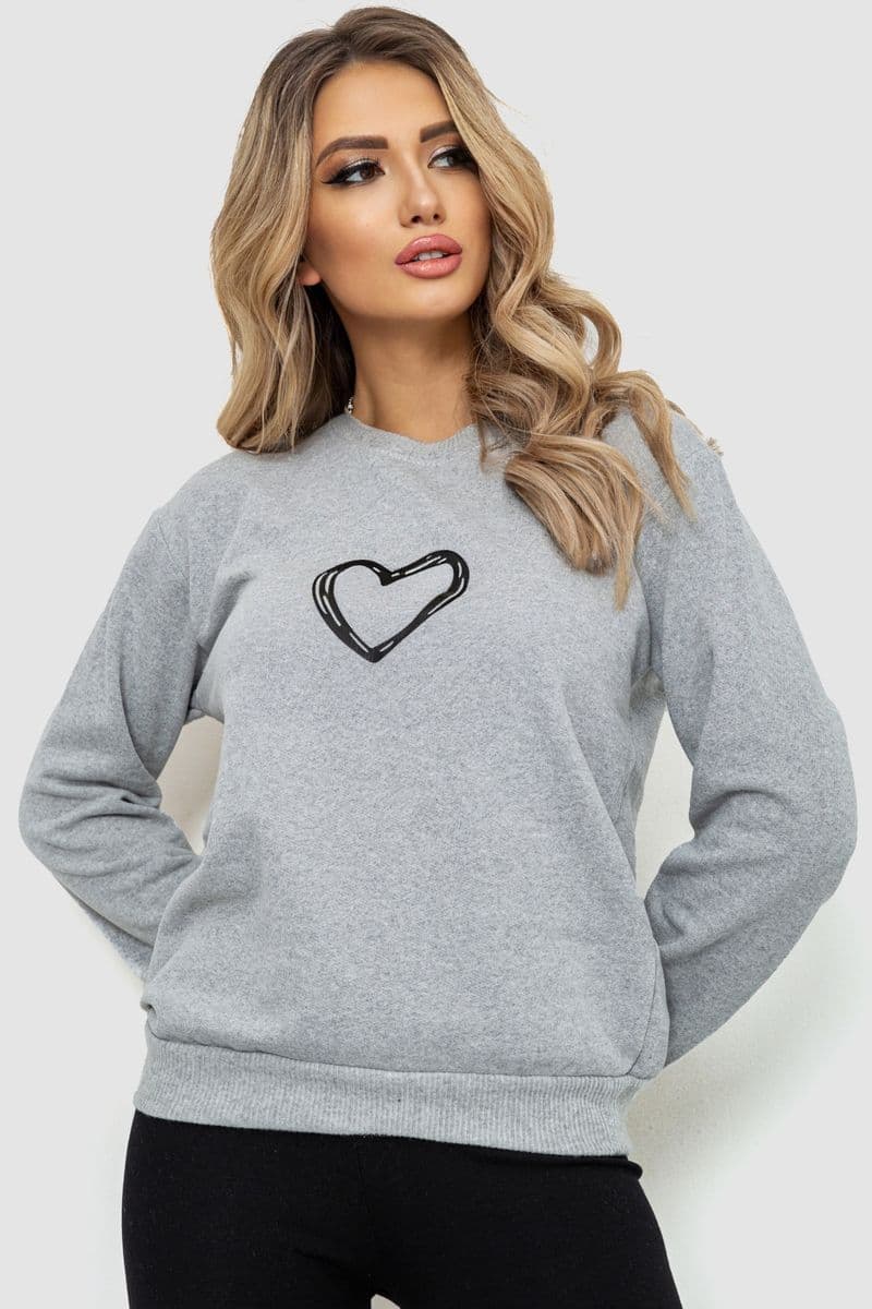 Світшот жіночий, колір світло-сірий, 238R57162 - зображення 1