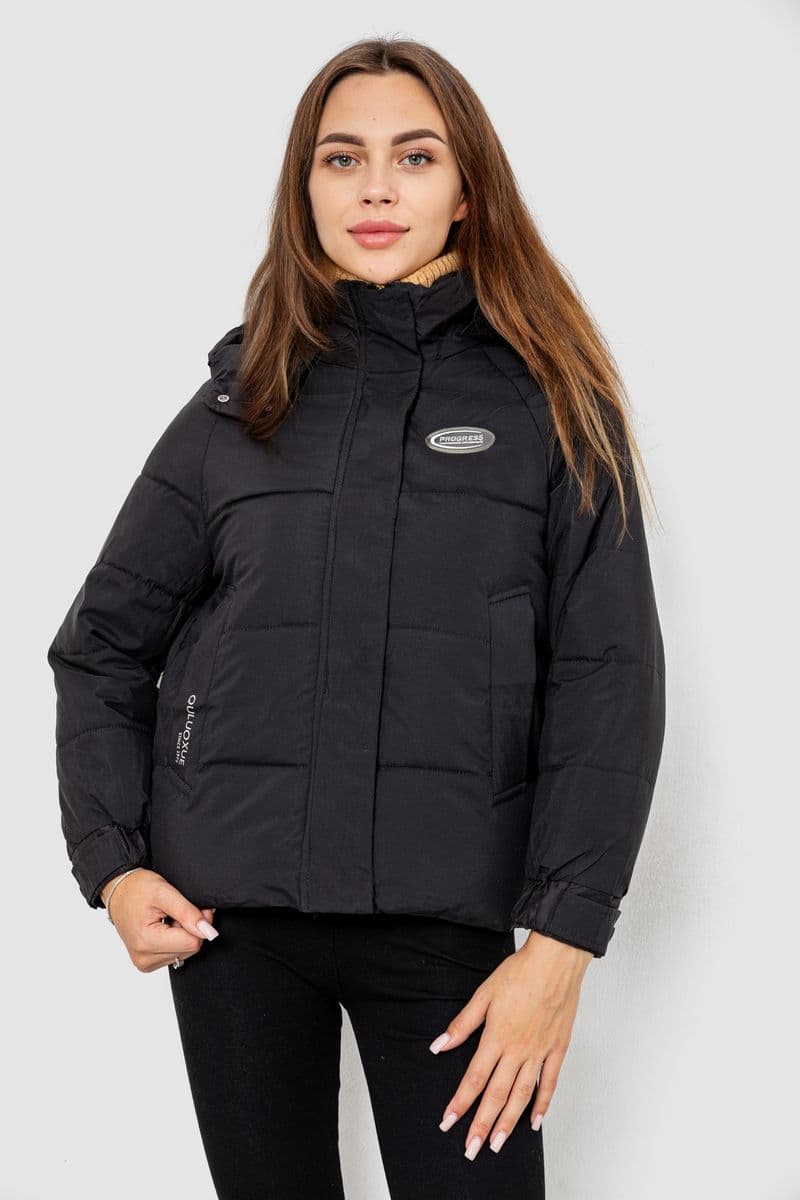 Куртка жіноча демісезонна з рукавом реглан, колір чорний, 244RE115 - зображення 1