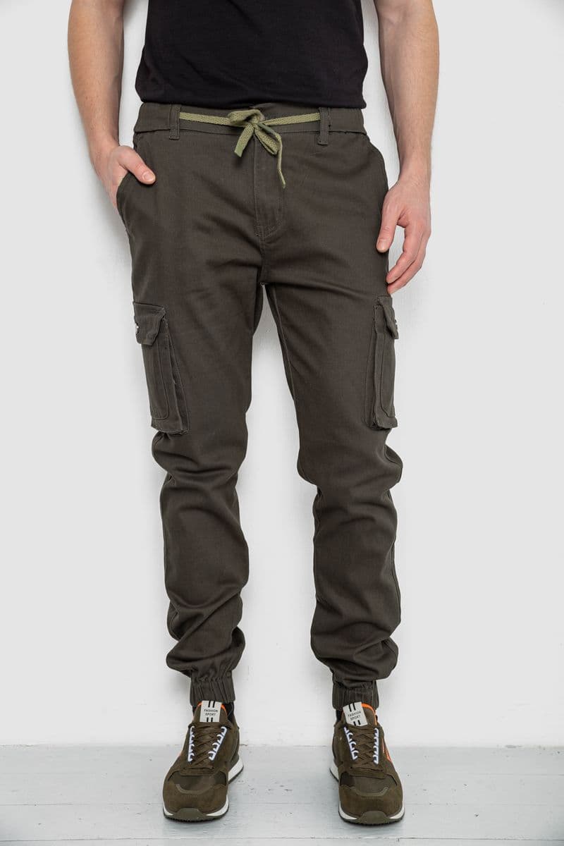 Штани чоловічі з кишенями, колір темно-зелений, 243R8075 - зображення 1