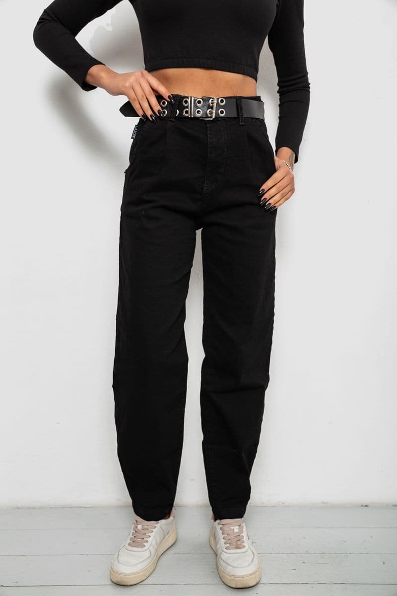 Джинси жіночі однотонні Balon, колір чорний, 244R001171 - зображення 1