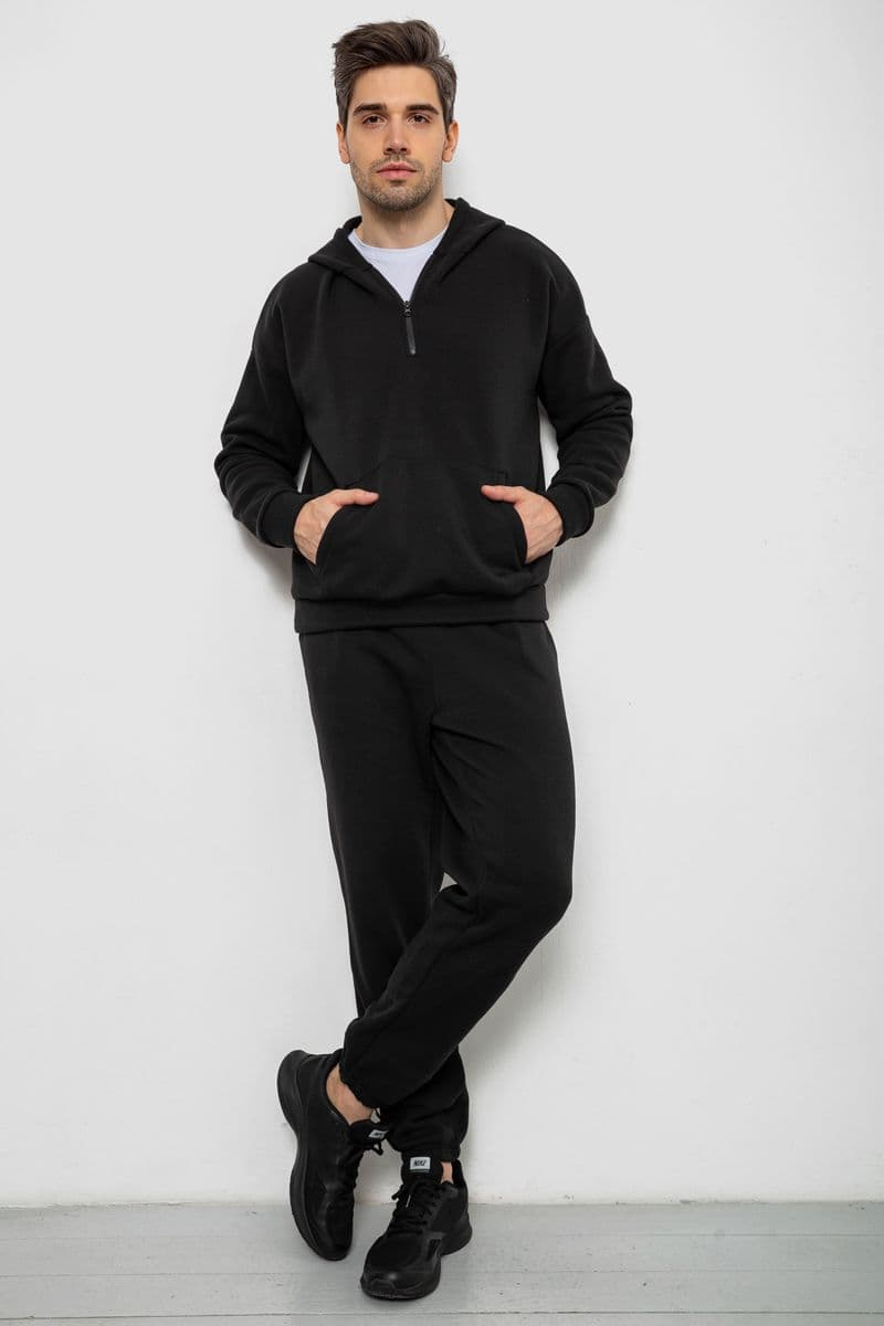 Спортивний костюм чоловічий на флісі, колір чорний, 238R030 - зображення 1