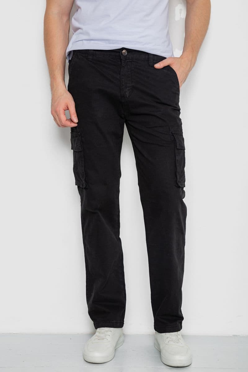 Штани чоловічі з кишенями, колір чорний, 244R2072 - зображення 1