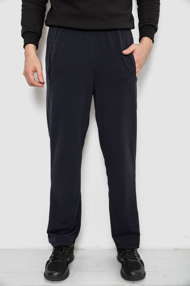 Спортивні штани чоловічі однотонні, колір темно-синій, 244R41277 - зображення 1