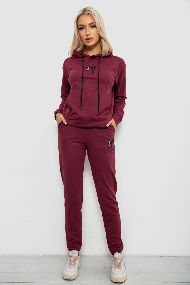 Спортивний костюм жіночий двонитка, колір сливовий, 214R1419-003 - зображення 1