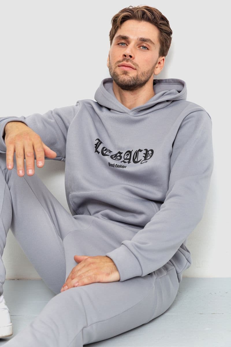 Спортивний костюм чоловічий на флісі, колір світло-сірий, 238R57046 - зображення 1