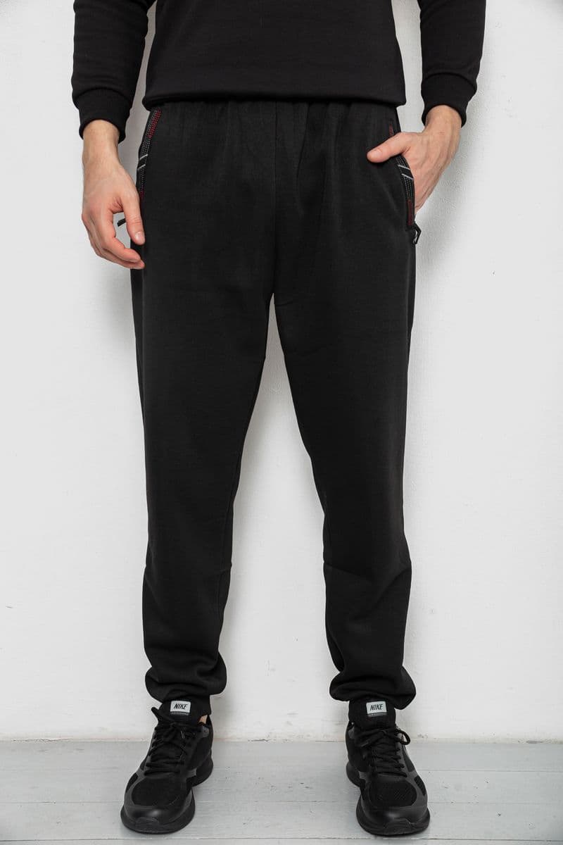 Спортивні штани чоловічі на флісі, колір чорний, 244R41748 - зображення 1