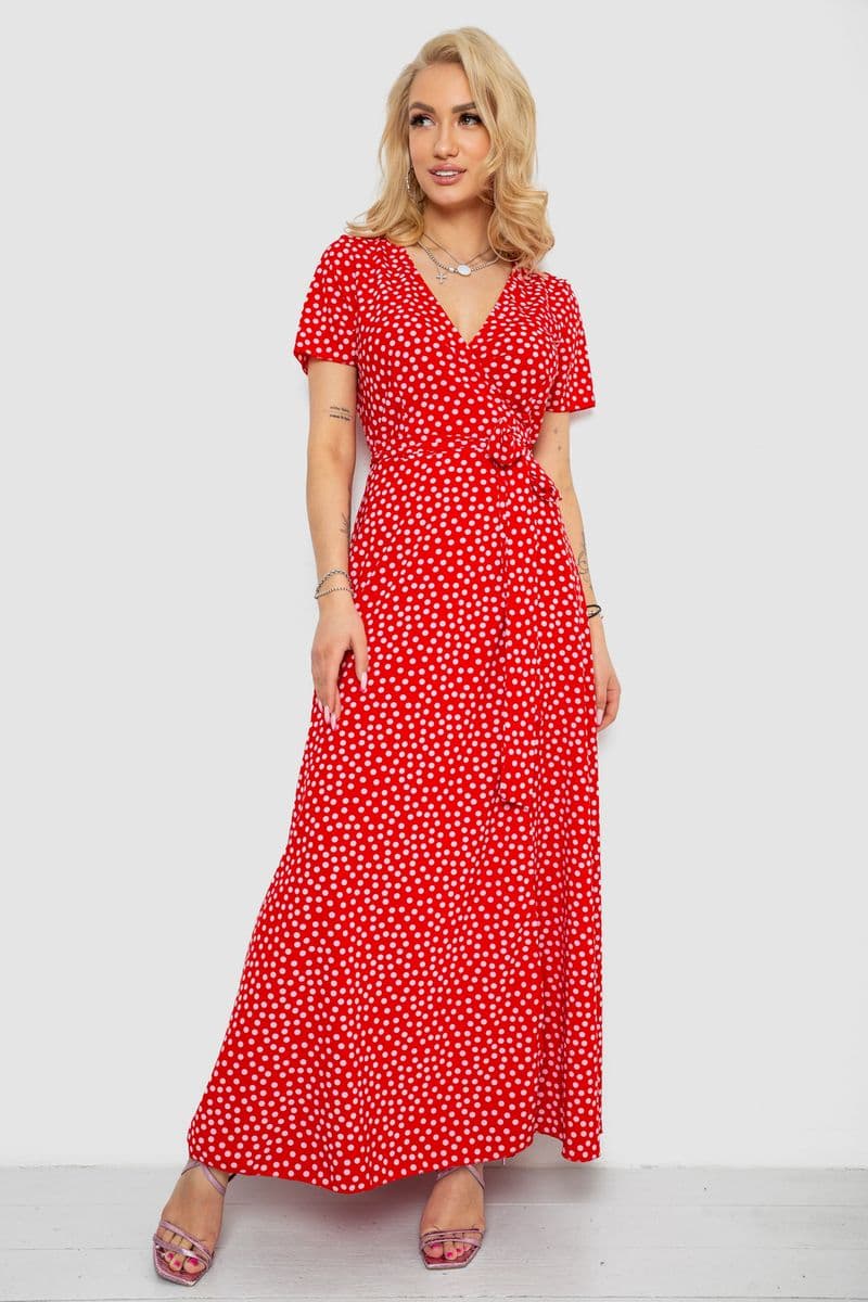 Сарафан у горох, колір червоний, 241R157-1 - зображення 1