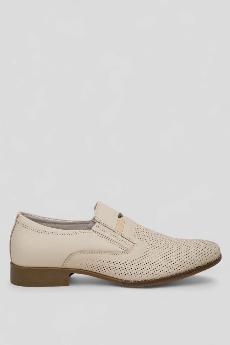 Туфлі чоловічі з перфорацією, колір бежевий, 243RC1591 - зображення 1