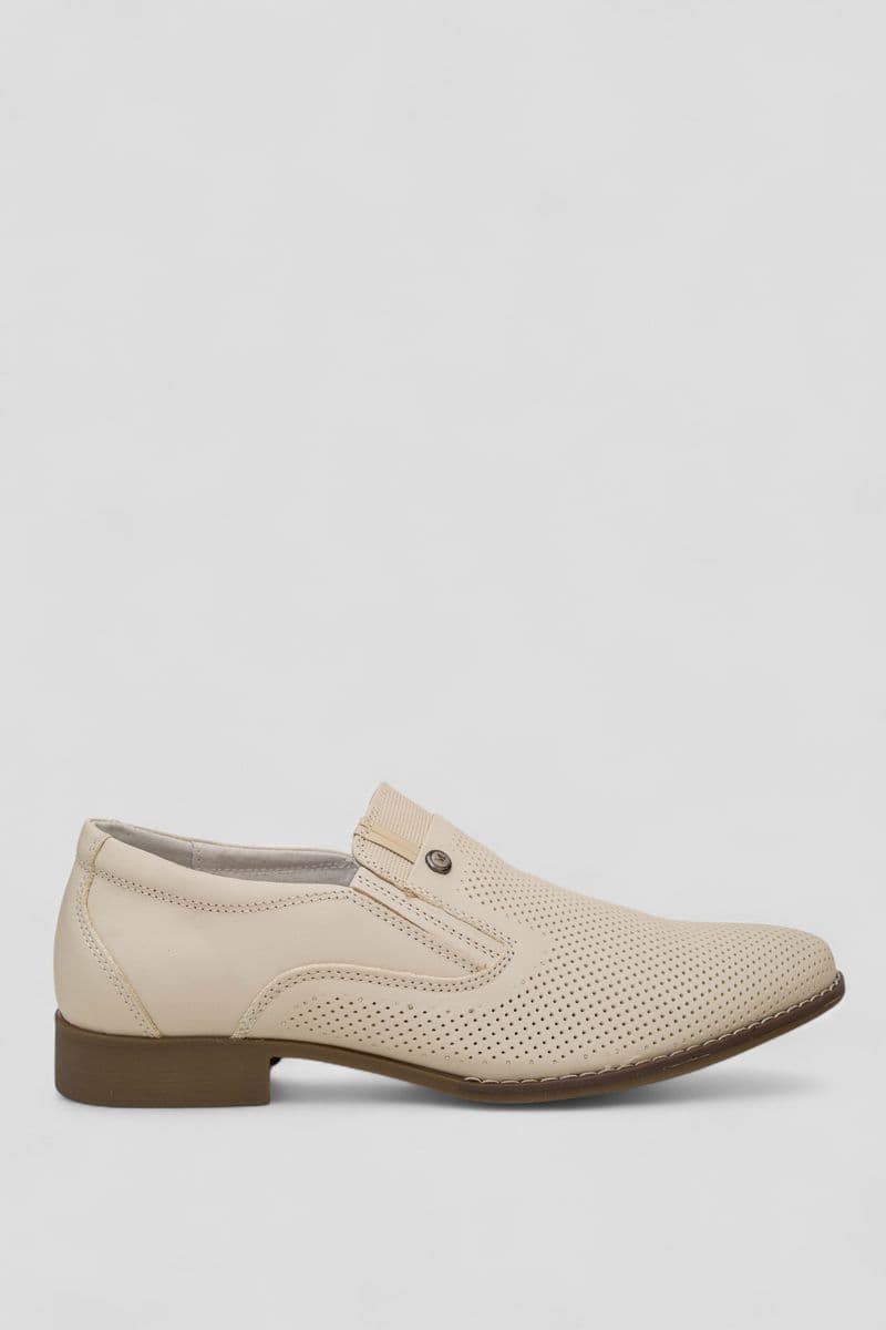 Туфлі чоловічі з перфорацією, колір бежевий, 243RC1597 - зображення 1
