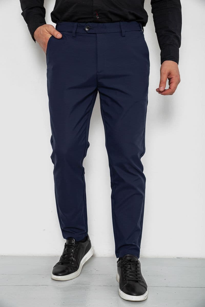 Штани чоловічі класичні однотонні, колір синій, 157RU06-006 - зображення 1