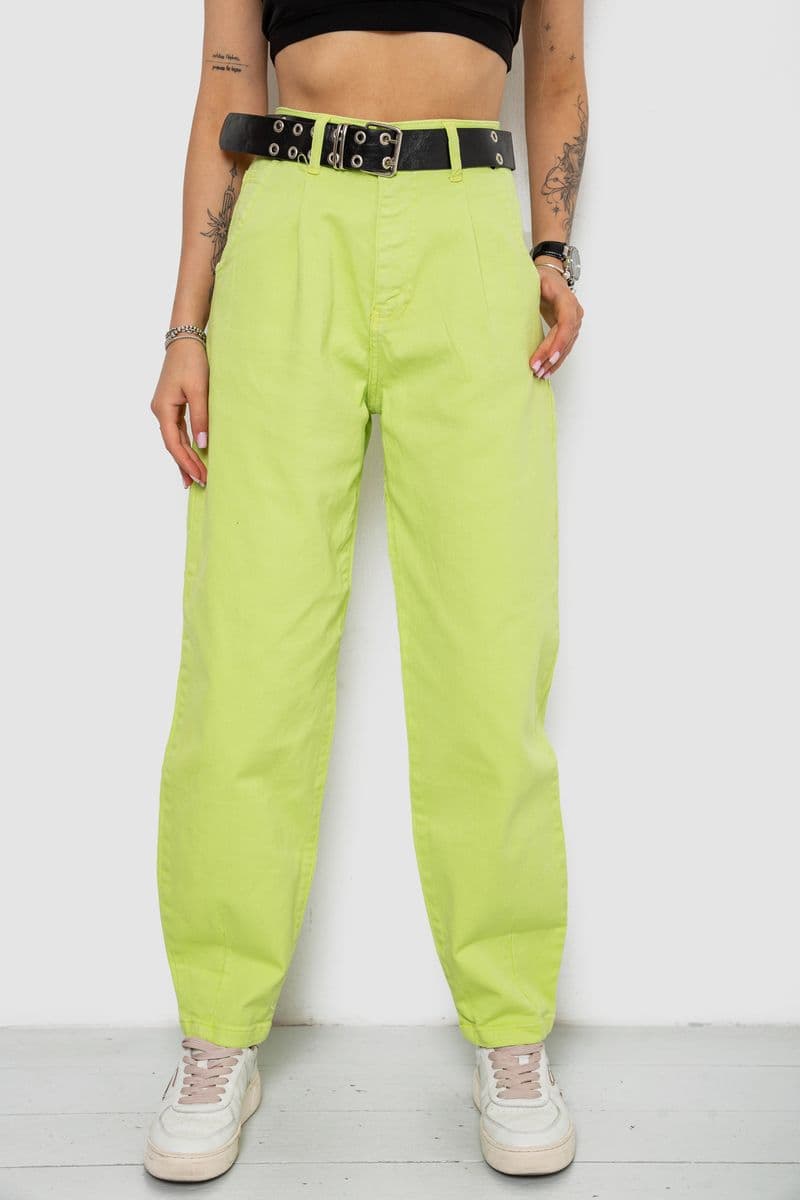 Джинси жіночі балони, колір салатовий, 182R00315 - зображення 1