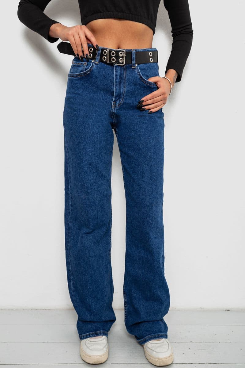 Джинси жіночі однотонні, колір синій, 244R001134 - зображення 1