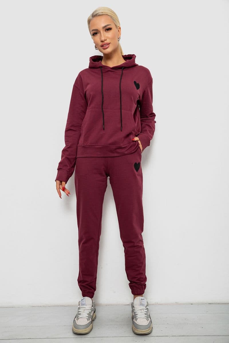 Спортивний костюм жіночий двонитка, колір сливовий, 214R1419-004 - зображення 1