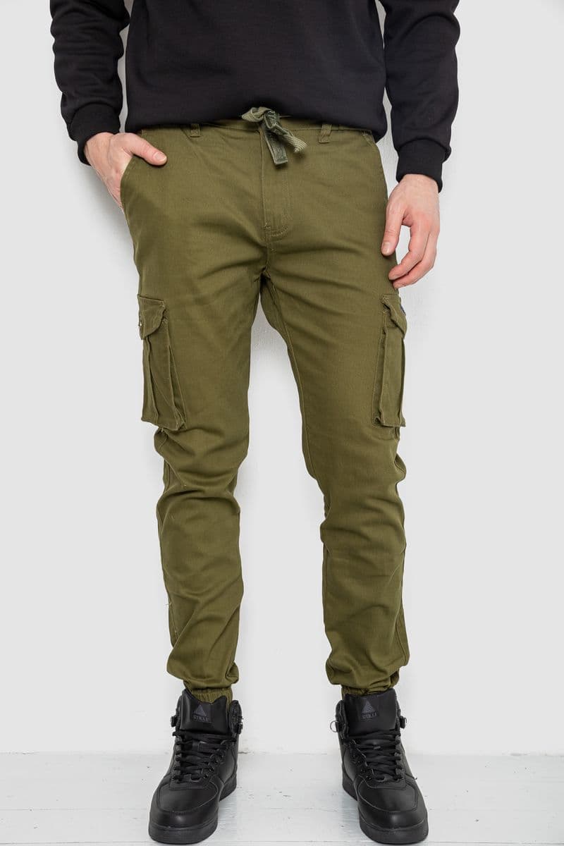 Штани чоловічі з кишенями, колір хакі, 243R8081 - зображення 1