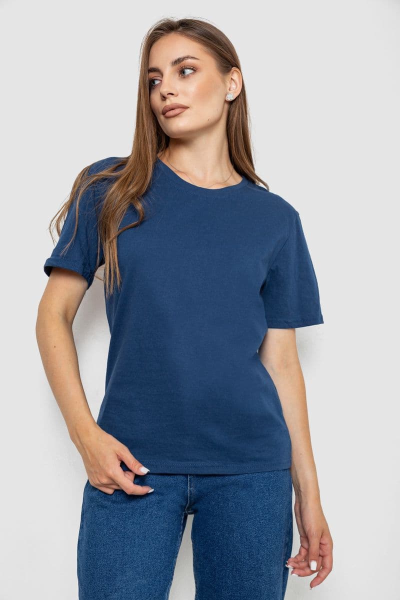 Футболка жіноча однотонна, колір синій, 238R112 - зображення 1