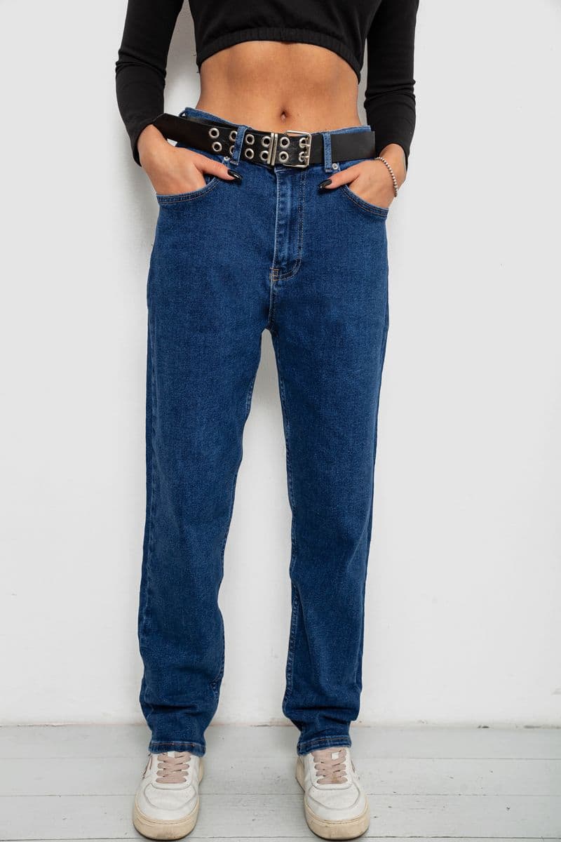 Джинси жіночі однотонні Batal MOM, колір синій, 244R001120 - зображення 1