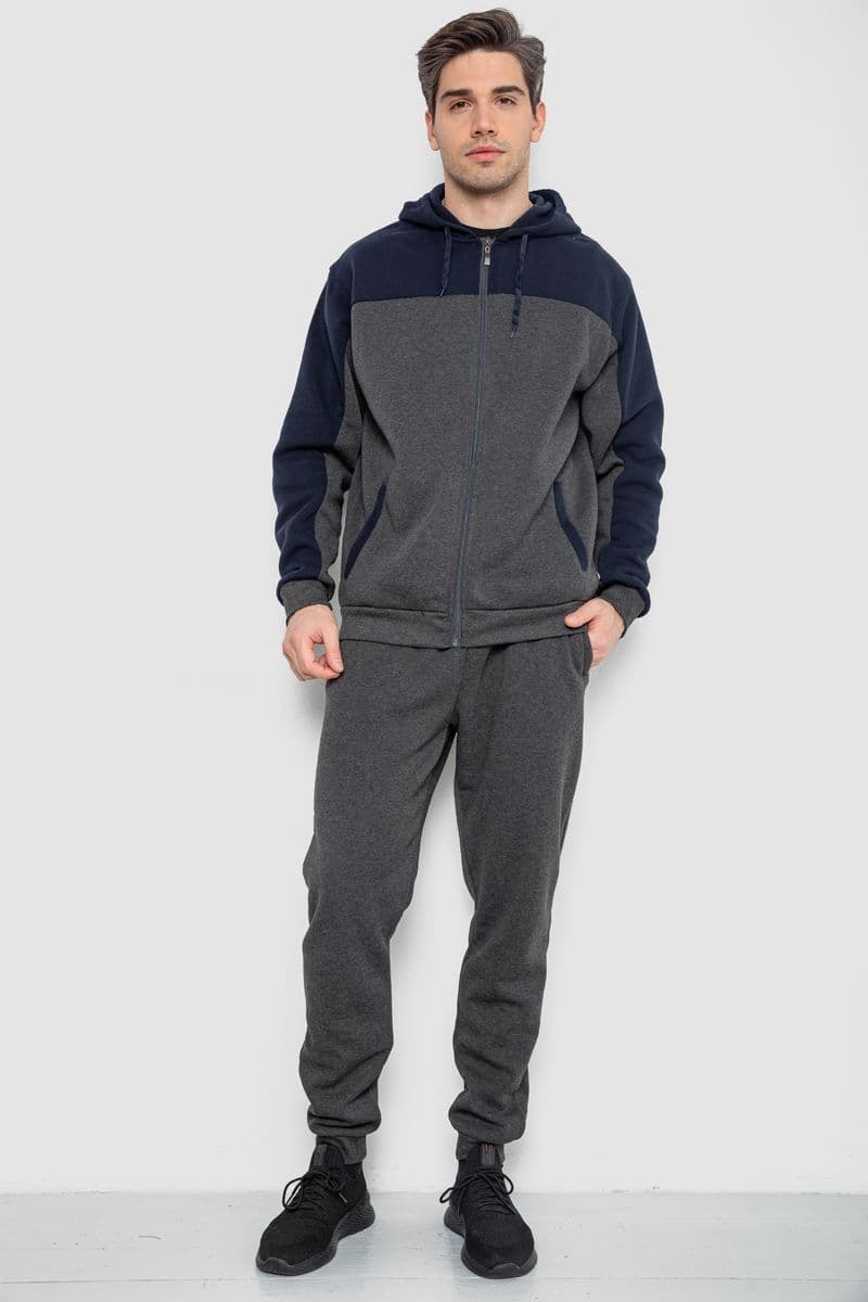 Спортивний костюм чоловічий на флісі, колір сіро-синій, 244R9140 - зображення 1