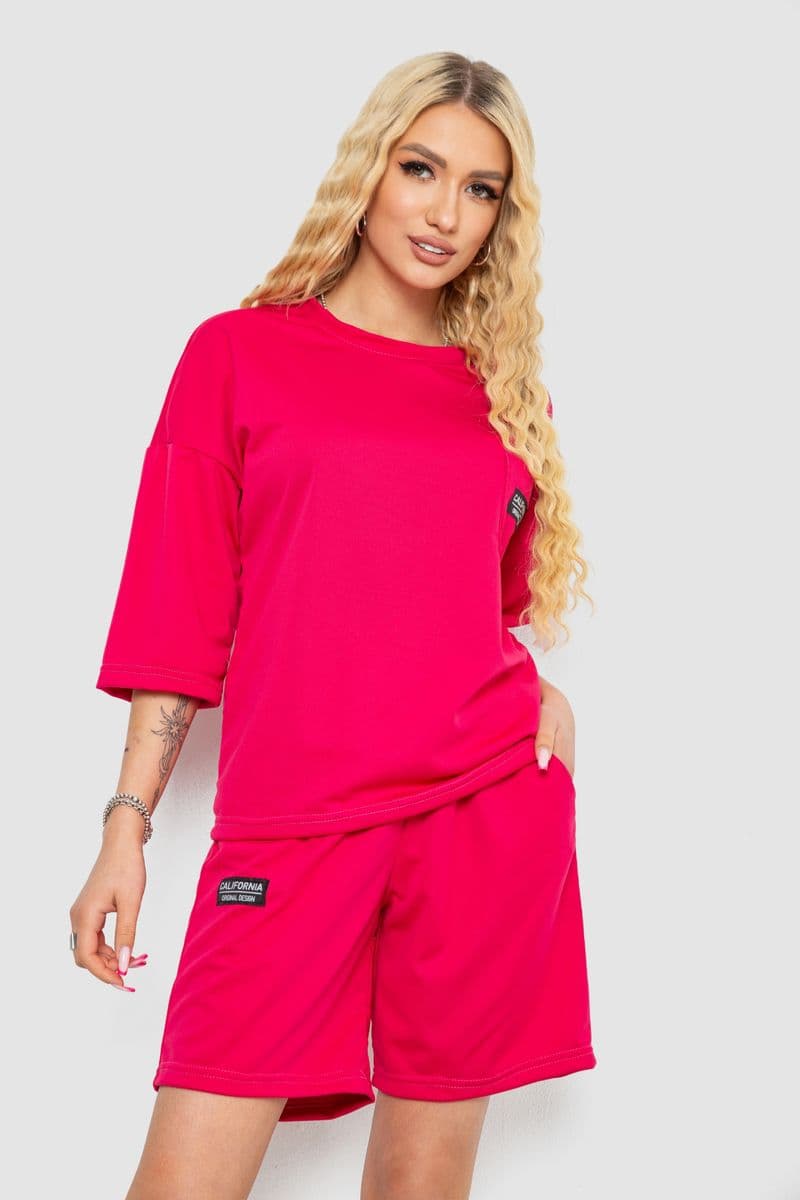 Костюм жіночий однотонний, колір малиновий, 238R116 - зображення 1