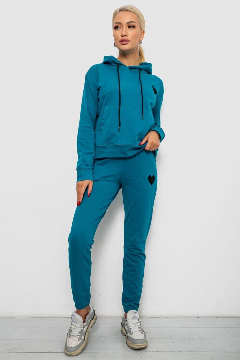 Спортивний костюм жіночий двонитка, колір бірюзовий, 214R1419-004 - зображення 1