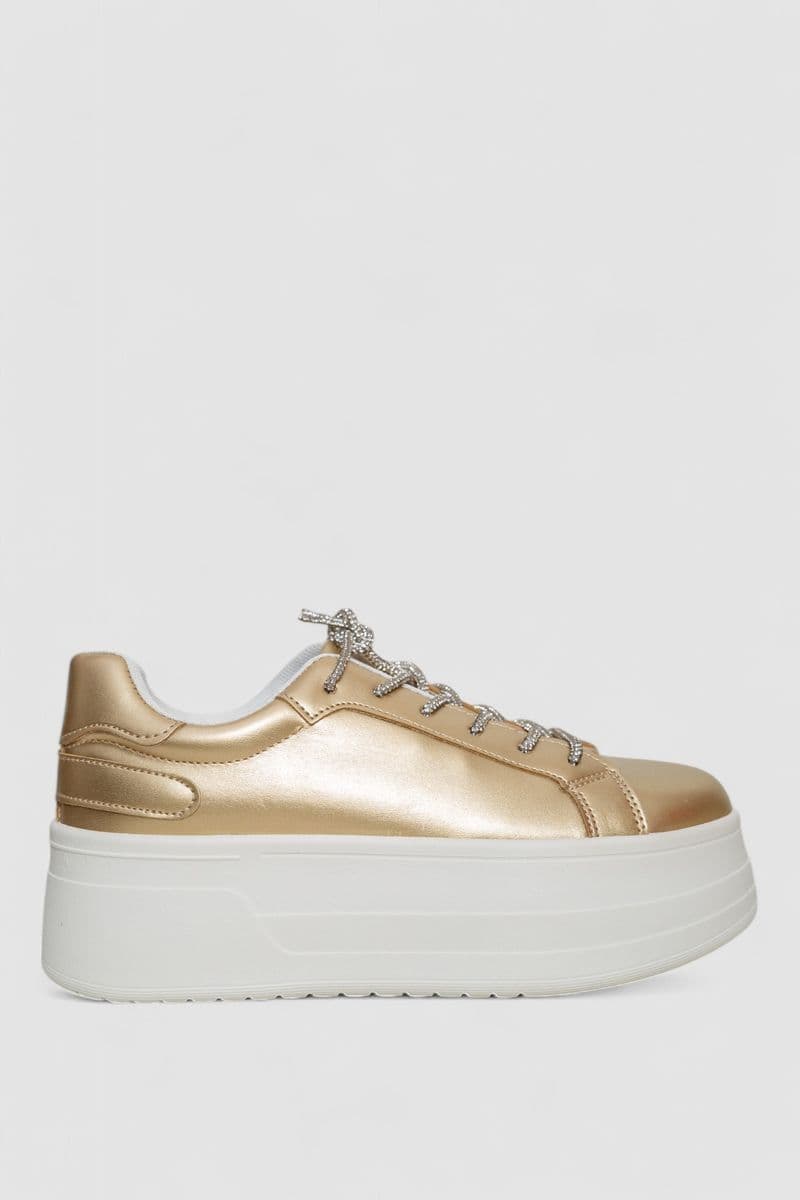 Кросівки жіночі демісезонні на платформі, колір золотистий, 243R2024-17 - зображення 1