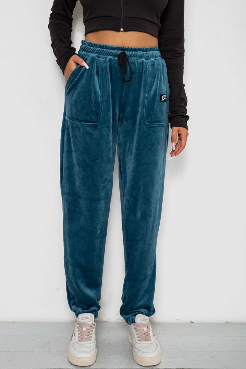 Спортивні штани велюрові жіночі, колір петроль, 238R58649-1 - зображення 1