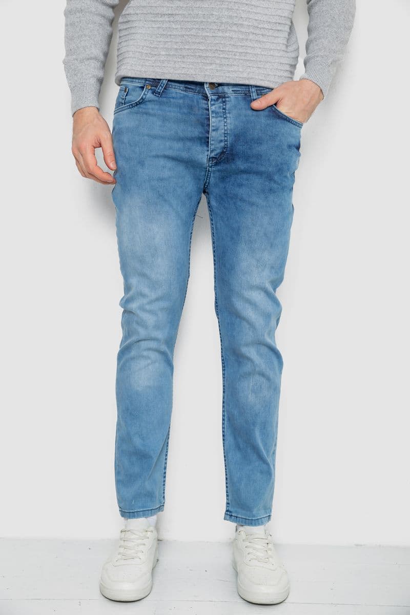 Джинси чоловічі однотонні, колір блакитний, 247R1242 - зображення 1