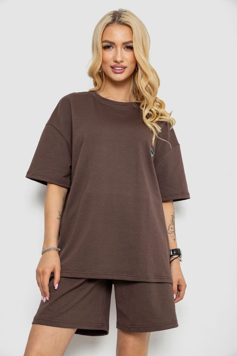 Костюм жіночий повсякденний, колір коричневий, 241R5004 - зображення 1